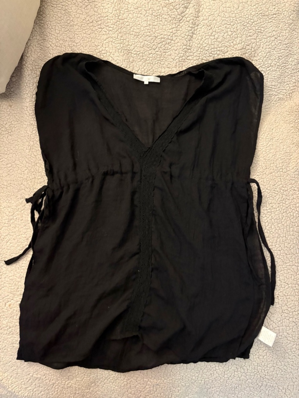 Black V-Neck Swim Coverup Tunic
